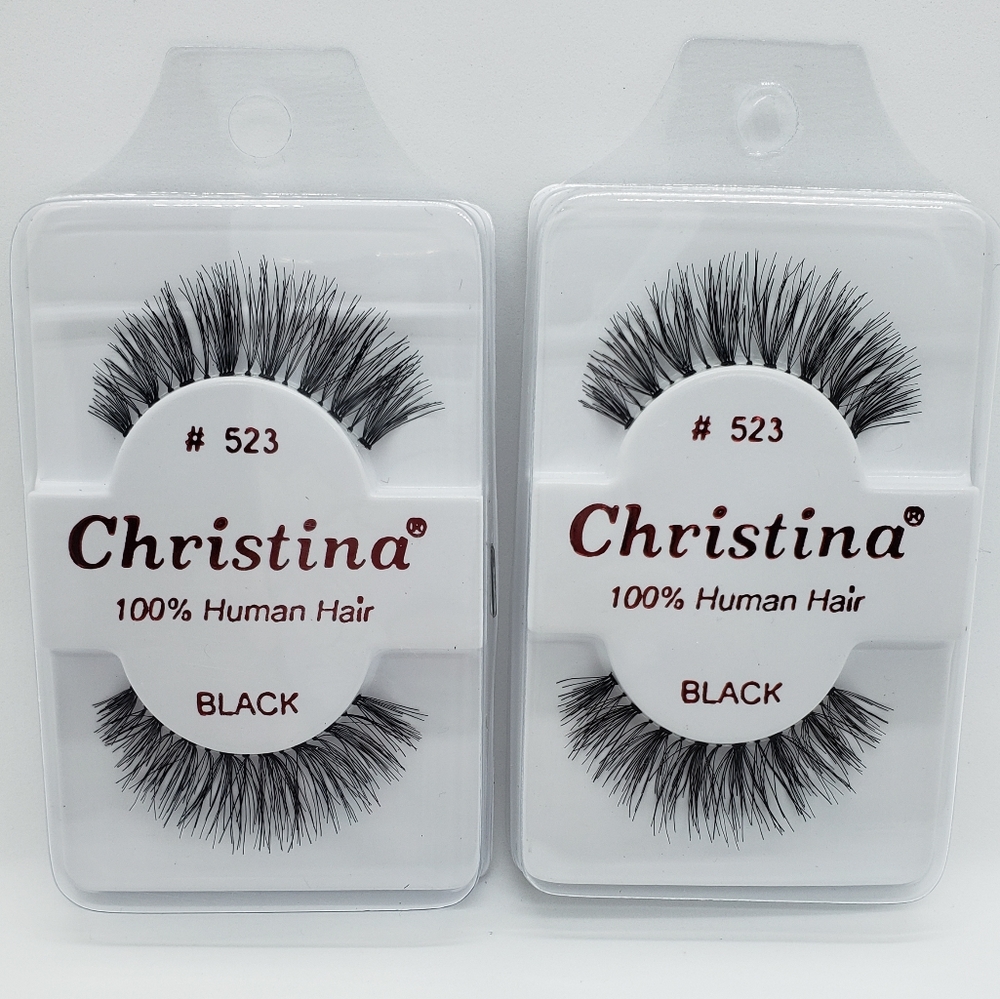 Christina #523 100% Human Hair Lashes 2 Pair New